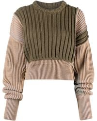 MM6 by Maison Martin Margiela - Green & Beige Paneled Sweater - Lyst