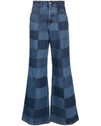 Chloé - Patchwork Wide-leg Jeans - Lyst