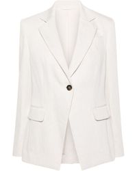 Brunello Cucinelli - Linen And Cotton Blend Single-breasted Jacket - Lyst