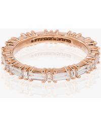 Suzanne Kalan - 18kt Rose Gold Horizontal Baguette Diamond Ring - Lyst