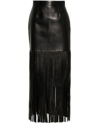 Alexander McQueen - Fringed Leather Maxi Skirt - Women's - Lambskin - Lyst
