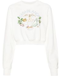 Casablanca - Logo Print Organic Cotton Cropped Sweatshirt - Lyst