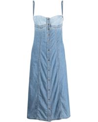 DIESEL - De-dressy Denim Midi Dress - Women's - Cotton - Lyst