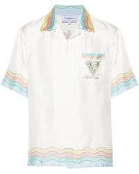 Casablancabrand - Scallop-printed Edges Silk Short-sleeved Shirt - Lyst