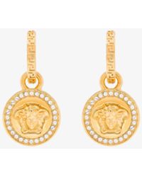 Versace - Gold Tone Greca Medusa Crystal Earrings - Women's - Metal (other) - Lyst