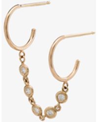 Zoe Chicco - 14k Yellow Gold Diamond Chain Double Hoop Earring - - Diamond/14kt Gold - Lyst