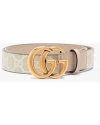 Gucci - gg Marmont Leather And Canvas Belt - Lyst