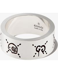 Gucci - Sterling Ghost Wide Band Ring - Lyst
