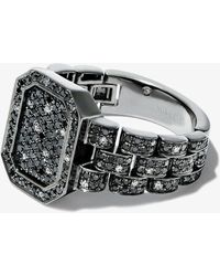 SHAY - 18k Black Gold Twinkle Rail Link Diamond Signet Ring - Men's - Diamond/18kt White Gold - Lyst