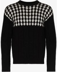 Saint Laurent - Diamond Jacquard Sweater - Men's - Polyamide/mohair/wool - Lyst
