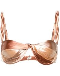 Isa Boulder - Gold Twist-detailed Reversible Bikini Top - Lyst