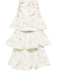 Zimmermann - White Pleated Tiered Skirt - Women's - Cotton/polyester - Lyst