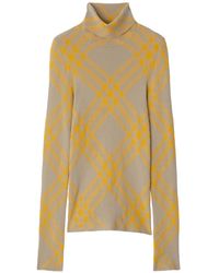Burberry - Checked Wool-Blend Jumper - Lyst