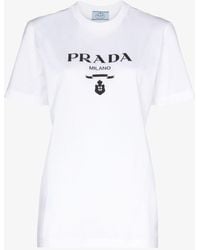 Prada - Logo Print Cotton T-shirt - Women's - Cotton - Lyst