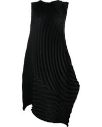 Issey Miyake Gem Pleats Asymmetric Dress - Black