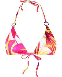 Louisa Ballou - Pink Mini Ring Floral Print Bikini Top - Women's - Elastane/polyamide - Lyst