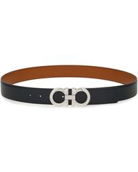 Ferragamo - Black Gancini-buckle Reversible Leather Belt - Lyst