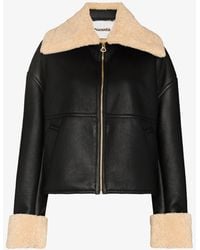 Nanushka Shearling Collar Faux Leather Jacket - Black