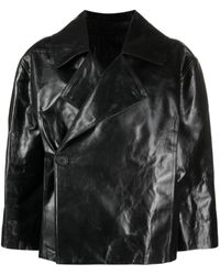 Rick Owens - Drella Crinkled Leather Cropped Jacket - Lyst