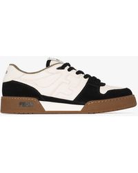 Fendi - Black And Match Low Top Leather Sneakers - Lyst