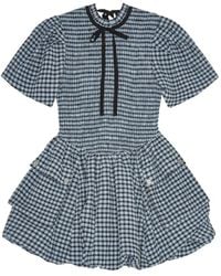 Ganni - Checked Seersucker Mini Dress - Lyst