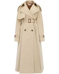 Alexander McQueen - Neutral Belted A-line Trench Coat - Women's - Cotton - Lyst
