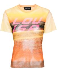 Louisa Ballou - Beach Logo-print Mesh T-shirt - Women's - Spandex/elastane/polyester - Lyst