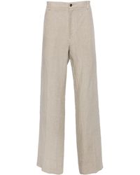 Ferragamo - Straight Linen Trousers - Lyst