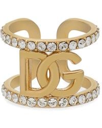 Dolce & Gabbana - Rhinestone-embellished Logo Ring - Lyst
