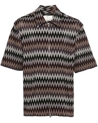 Song For The Mute - Zigzag Zip-up Shirt - Lyst