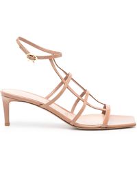 Gianvito Rossi - Beige Caged Leather Sandals - Lyst