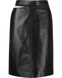 Fendi - Leather Midi Skirt - Lyst