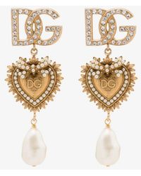 Dolce & Gabbana Tone Devotion Pearl Drop Earrings - Metallic