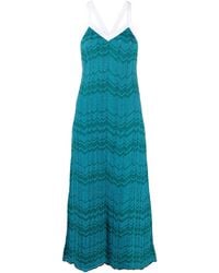 Wales Bonner - Palm Chevron-knit Midi Dress - Lyst