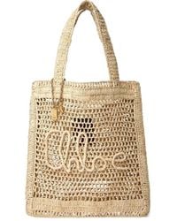 Chloé - Summer Banana Logo-Detail Raffia Tote Bag - Lyst