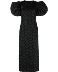 ROTATE BIRGER CHRISTENSEN - 3d Jacquard Puff-sleeve Midi Dress - Lyst