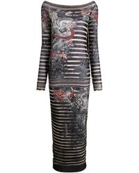 Jean Paul Gaultier - Sailor Tattoo Printed Tulle Maxi Dress - Lyst