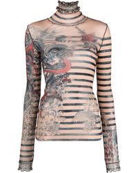 Jean Paul Gaultier - Graphic-print Striped Top - Lyst