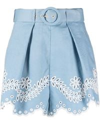 Zimmermann - Junie Embroidered Linen Shorts - Lyst