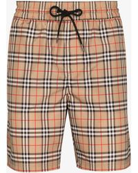 Burberry - Neutral Vintage Check Drawcord Swim Shorts - Men's - Polyester - Lyst