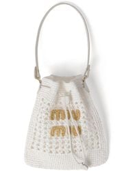 Miu Miu - Woven Mini Bucket Bag - Women's - Fabric - Lyst