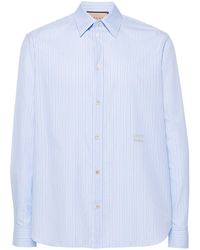 Gucci - Logo Embroidered Striped Shirt - Men's - Cotton/polyester - Lyst