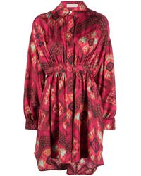 Ulla Johnson - Red Jude Printed Silk Shirt Dress - Women's - Silk - Lyst