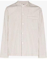 Tekla Stripe Organic Cotton Pajama Shirt - - Organic Cotton - White