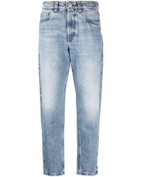 Brunello Cucinelli - Straight-leg Cropped Jeans - Women's - Cotton/leather - Lyst