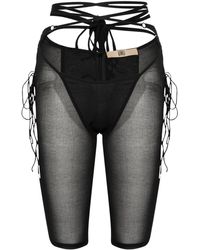 KNWLS - Glimmer Lace-up Sheer Shorts - Women's - Silk/elastane - Lyst