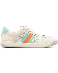 Gucci - Screener Monogram-print Leather And Canvas Low-top Trainers - Lyst