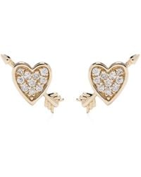 Adina Reyter - 14k Yellow Heart + Arrow Diamond Earrings - Women's - 14kt Yellow /diamond - Lyst