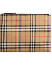 Burberry Rainbow Vintage Check Pouch - Natural