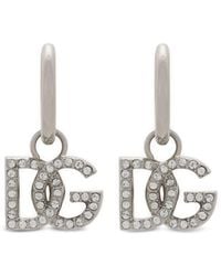 Dolce & Gabbana - Logo-charm Polished Hoop Earrings - Lyst